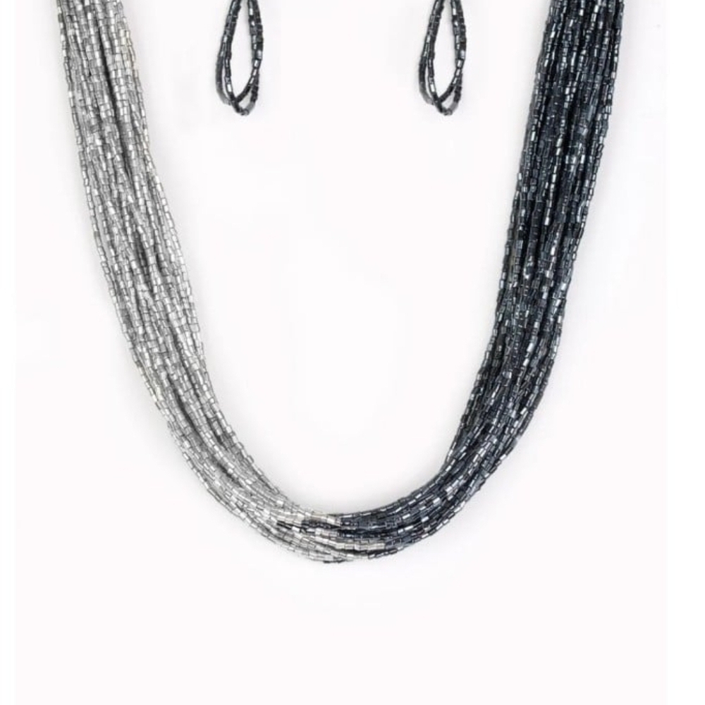 Paparazzi Silver and Blue Multi-Strand Necklace Flashy Fashion Strand Jewelry
